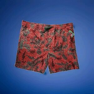NWT Houston White Men's 2XL Swim Trunks Shorts Drawstring Waist Modern AOP New